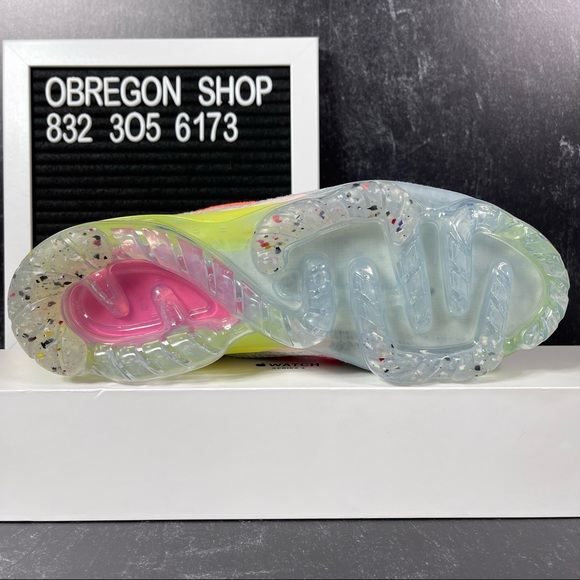 NIKE AIR VAPORMAX 2021 FLYKNIT NEON WOMENS RUNNING SHOES SIZE 5.5 GRAY NEW - Picture 4 of 10